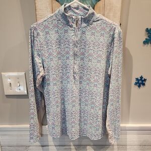 EUC Cabana Life Women's Long Sleeve Beach Shirt 1/2 Zip Sz L